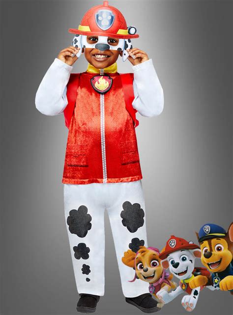 Marshall Kostüm mit Rucksack und Maske Paw Patrol rot