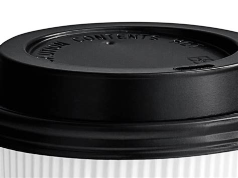 Choice Oz Double Wall Ripple White Paper Hot Cup And Black Lid Pack