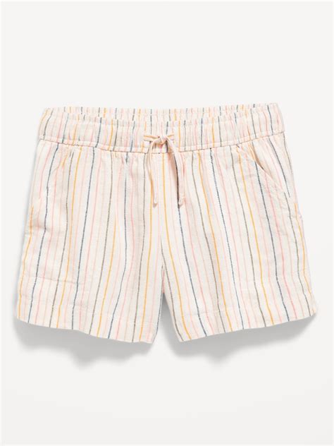 Striped Linen Blend Drawstring Shorts For Girls Old Navy