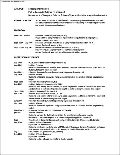 Princeton Resume Template Free Samples Examples And Format Resume