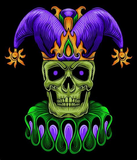 Premium Vector Skull Clown Mardi Gras Illustration