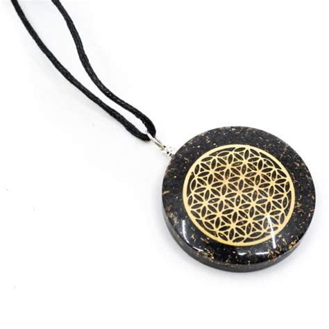 Pendentif Fleur de Vie Orgonite Hématite Rond Zenvol Vente en Gros