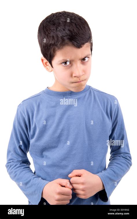 Angry boy face isolated in white Stock Photo - Alamy