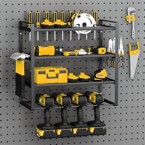 Power Tool Organizer 4 Layers Cordless Drill Storage Rack Drills Holder Shelf Wall Mount