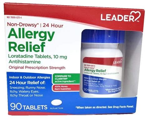 Leader Allergy Relief Loratadine 10mg Tablets 90ct 096295130737s635