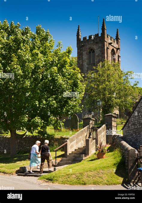 UK, England, Derbyshire, Hartington village people visiting St Giles ...