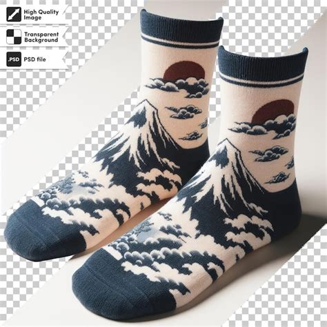 Premium Psd Psd Pair Of Socks With Prints On Transparent Background