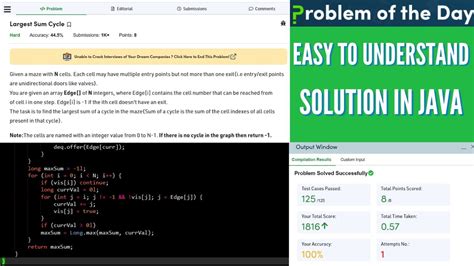 Largest Sum Cycle Gfg Practice Gfg Potd Solution In Java Youtube