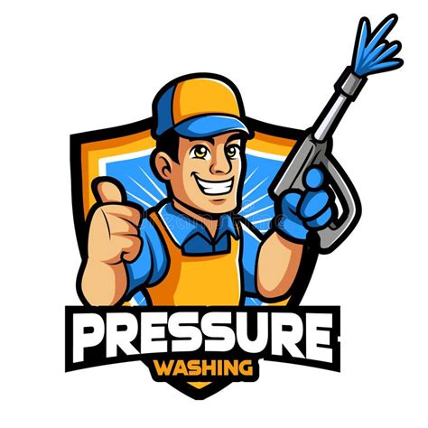 Washer Pressure Worker Mascot Character Stock Vector Illustration Of