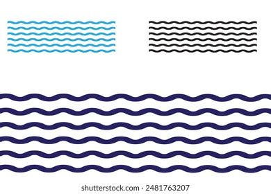 Wave Sine Black Liner Icon Collection Stock Vector Royalty Free