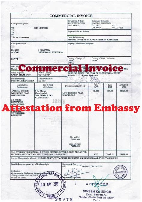 Commercial Invoice Attestation Romania Embassy Commercial Invoice