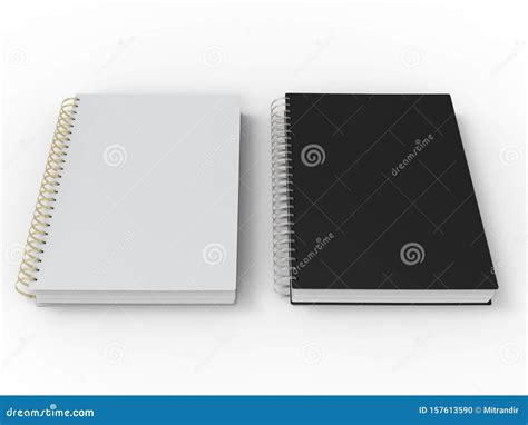 Black and White Notebooks with Spiral Binding Stock Illustration ...