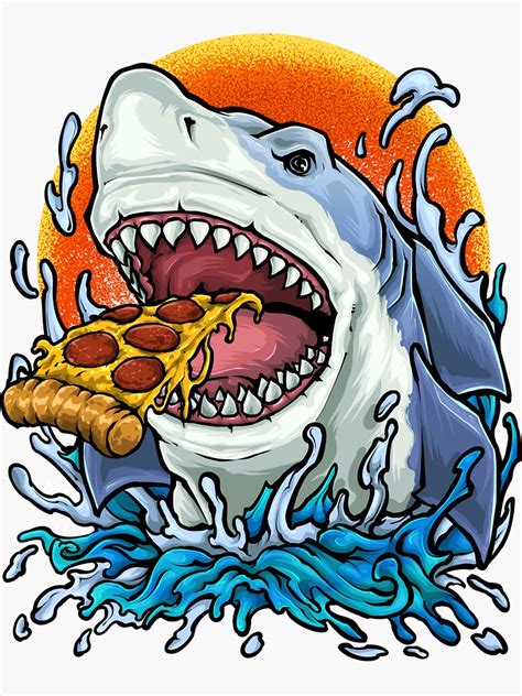 Pizza Shark Pizza Lover Sticker For Sale By Mealla Redbubble