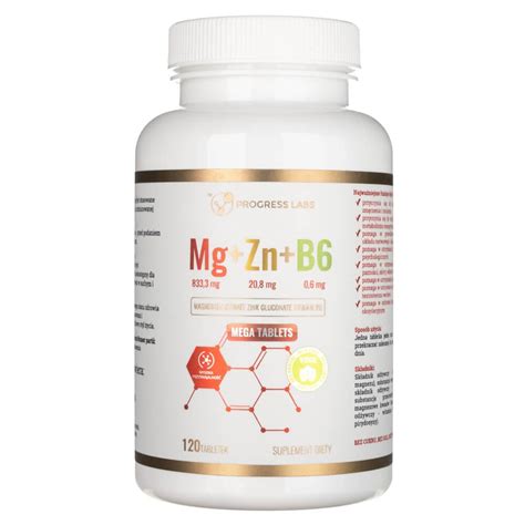 Progress Labs Magnesium Zinc Vitamin B6 120 Tablets Medpak