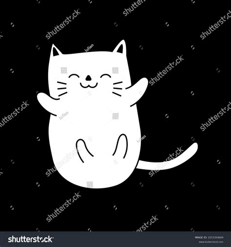 White Cat Doodle Cute White Pussy Stock Vector Royalty Free Shutterstock