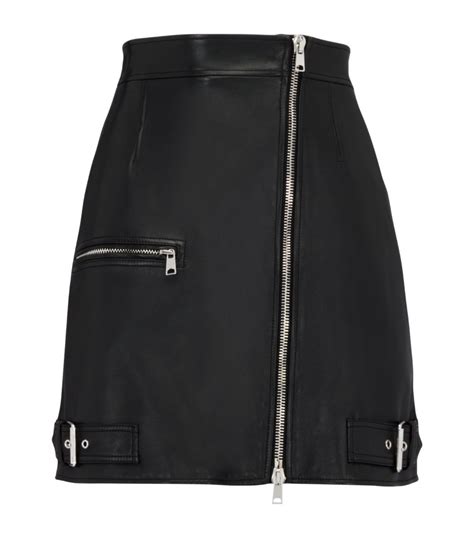 Womens Alexander Mcqueen Black Leather Mini Skirt Harrods {countrycode}