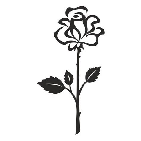 a black and white drawing of a flower with leaves on it's stem, in the ...