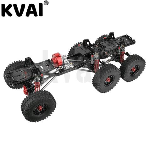 Metal Alloy Upgraded 6x6 Rc Car Chassis Frame With 2 Front Steering Axles Gearbox Diy For