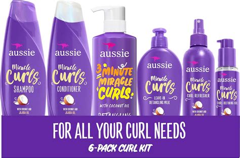 Aussie Miracle Curls Set Shampoo Conditioner Deep Hydration Spray Gel Detangling Milk And