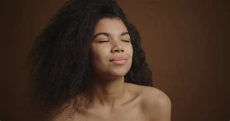 Nude African American Woman Gently Touch Stock Video Pond