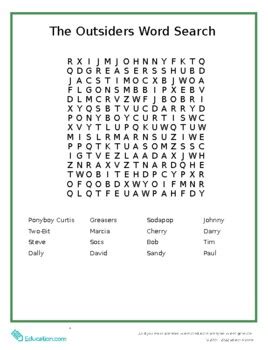 The Outsiders Word Search By Oasis Edtech Tpt