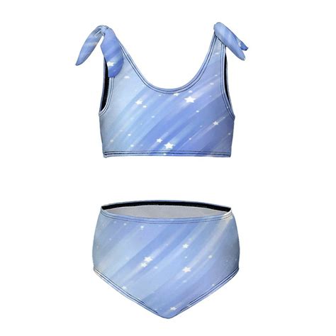 Bright Abstract Blue Background With Glitter And Stars Girl S Piece Bikini Set Beach Sport