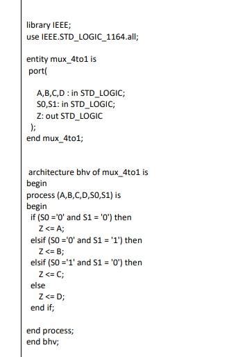 Solved Part Modify The Following Behavioral Vhdl Code Chegg