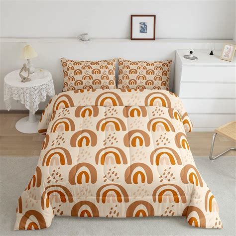 Amazon.com: Girly Rainbow Comforter Set Orange Rainbow Quilt Twin For ...