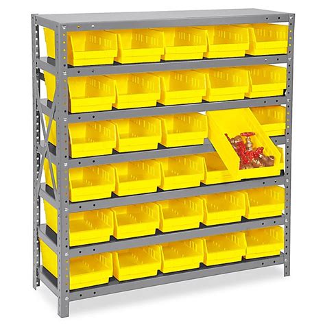 Shelf Bin Organizer 36 X 12 X 39 With 7 X 12 X 4 Yellow Bins H