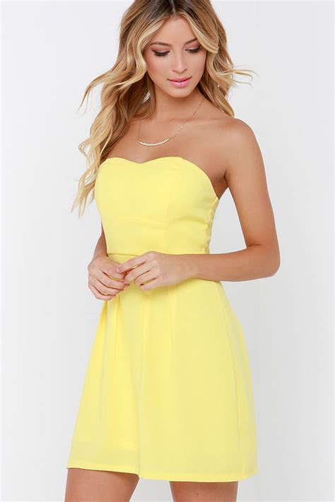 Yellow Dress Strapless Dress 39 00