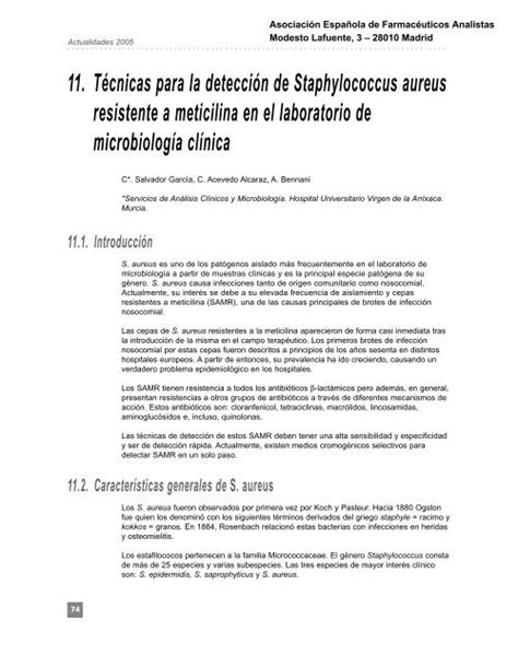 T Cnicas Para La Detecci N De Staphylococcus Aureus Pncq