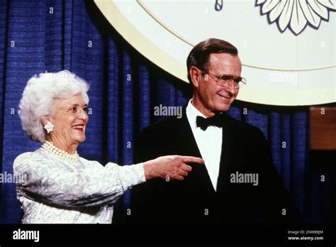 President Hw Bush And First Lady Barbara Bush At Oone Of The Inaugural