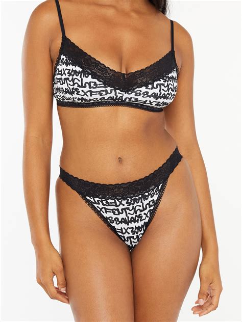 Cotton Essentials Lace Trim Bikini In Black SAVAGE X FENTY