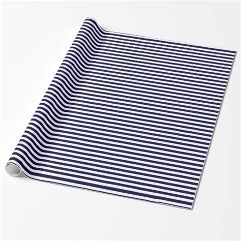 Classic Navy Blue And White Stripe Pattern Wrapping Paper Uk