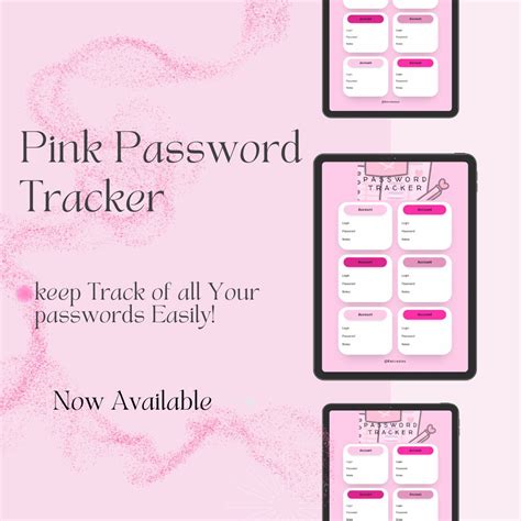 Pink Editable Password Tracker Etsy