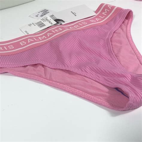 Balmain Swim Nwt Balmain Paris Pink Logo Band Ribbed Two Piece Bikini Swimsuit Sz Fr 4 Us M