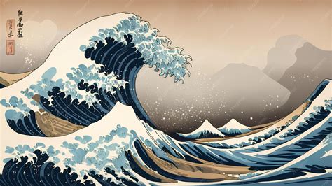 premium photo  great big wave  kanagawa painting reproduction