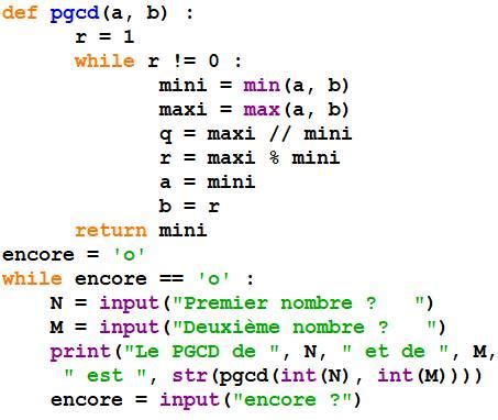 Algorithme D Euclide Pgcd Python