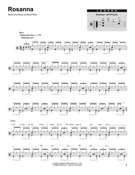 Rosanna By Toto Sheet Music For Drums Transcription At Sheet Music Direct