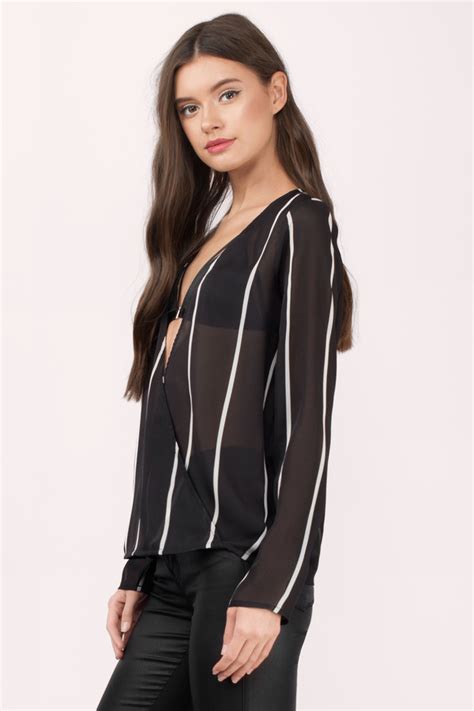 Black And White Blouse Black Blouse Surplice Blouse 8 Tobi Us