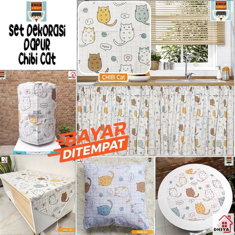 Jual Set Dekorasi Dapur Motif Chibi Cat Shopee Indonesia