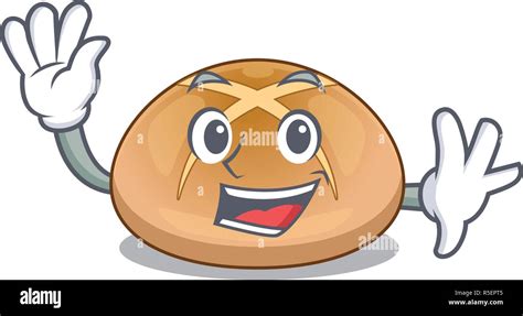 Waving The Hot Cross Buns Character Homemade Vector Illustration Stock Vector Image Art Alamy