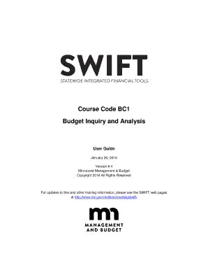 Fillable Online SWIFT Budget Inquiry User Guide SWIFT Budget Inquiry