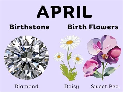 April Month Birthstone and Birth Flowers | Birth month symbols, Birth flowers, April birth flower