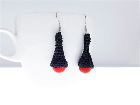 Black Statement Drop Earrings Statement Dangle Earring Big Statement