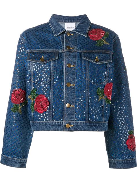 Ashish Sequin Embellished Denim Jacket Long Sleeve Jean Jacket Blue Jean Jacket Metallic