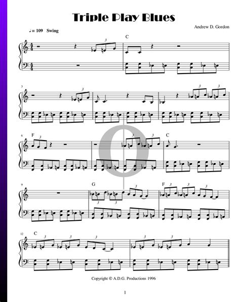 Triple Play Blues Andrew D Gordon Piano Sheet Music Oktav