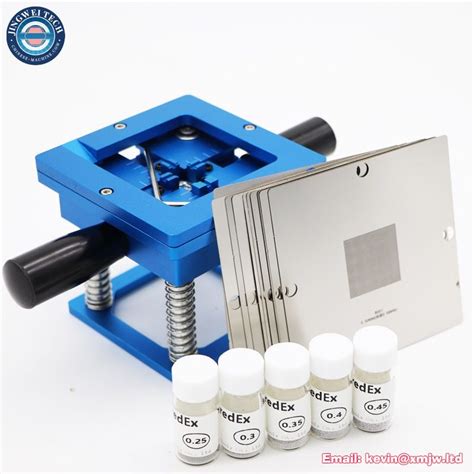 Blue BGA Reballing Kit 90 90mm Template Holder Fixture Jig With Hand