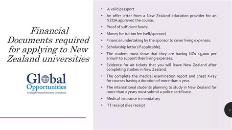 Documents Required For Applying To New Zealand Universities Ppt