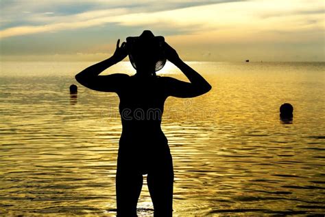 Silueta Bonita Del Cuerpo De Las Mujeres Con El Bikini Foto De Archivo Imagen De Silueta